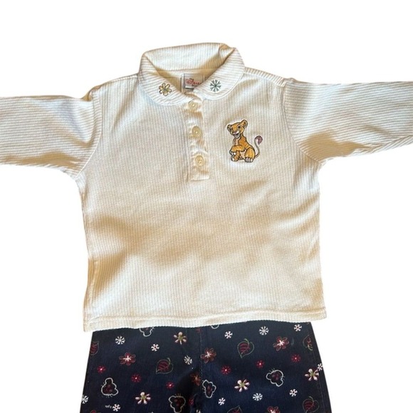 VTG 90s Y2K RARE Disney The Lion King Simba Nala Kid Core 2T 3T Corduroy Outfit - Picture 4 of 16